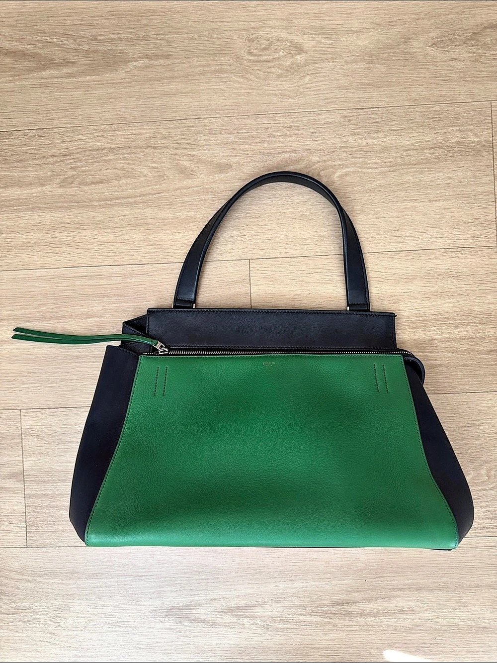 Phoebe Philo Old Celine Edge Shoulder Bag Medium Green, Navy, Black Leather